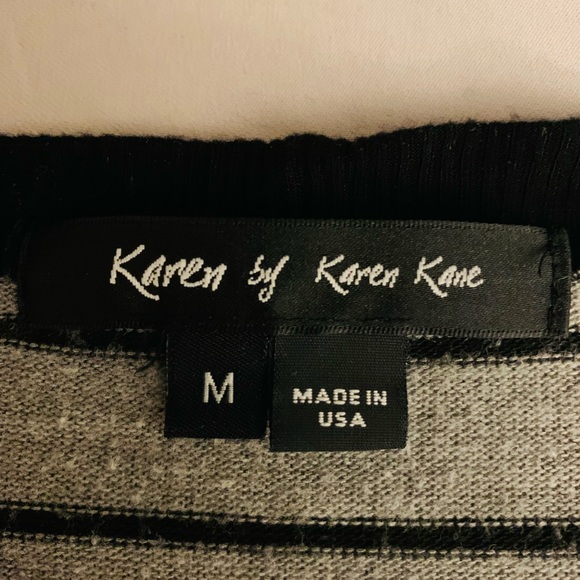 Women’s Karen by Karen Kane horizontal stripe top with sequin sleeve detail - Picture 2 of 9